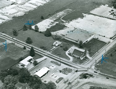 Aerial of Grove Campus of The Philathea College, located on Clarke Road and Huron Streets, 1972. (London Free Press files)