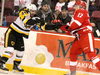 Hamilton Bulldogs player Benjamin Gleason battles with Soo Greyhounds opponent Keeghan Howdeshell during the first period of the second game of the OHL championship at Essar Centre in Sault Ste. Marie, Ont,. on Saturday, May 5, 2018. (BRIAN KELLY/THE SAULT STAR/POSTMEDIA NETWORK)