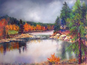 This piece, titled The Petewawa River, by London artist Susan E. Moore is part of a new exhibition of her work at ArtWithPanache Gallery until Friday.