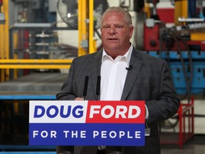 Ontario PC Leader Doug Ford denied paying for party memberships during a campaign stop in Tillsonburg. (Chris Funston/Postmedia Network)