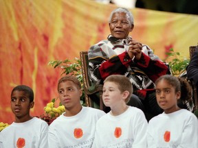 South African President Nelson Mandela attends the Canadian Friends of the Nelson Mandela Children's Fund at the Skydome in Toronto on Sept. 25, 1998. (Postmedia file photo)
