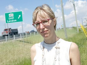 Alysson Storey, spokesperson for Build the Barrier, said the group plans to remain vigilant after the election to ensure concrete barriers are installed on Highway 401. (Trevor Terfloth/Postmedia Network)