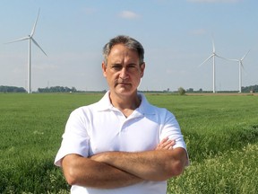 The North Kent Wind farm project behind him, Kevin Jakubec says Ontario’s election Thursday is a chance for a “reset” on controversial green energy projects. Jakubec represents a citizens’ group, Water Wells First, concerned that vibrations from the wind farm are turning area water wells bad. 
Ellwood Shreve/Chatham Daily News/Postmedia News