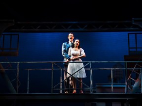 David Cotton as Tony and Amber Tomlin as Maria in West Side Story, directed by Max Reimer at Huron Country Playhouse in Grand Bend.
