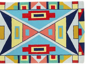 Bethany Yellowtail beautifully crafts Great Plains Native American motifs into Crate and Barrel's bold geometric B. Yellowtail Not Afraid Rug, sold exclusively at Crate & Kids. The artist is of Northern Cheyenne and Crow tribes. (Crate & Barrel)
