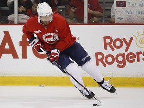 Washington Capitals centre Evgeny Kuznetsov (92) is shown during practice in Arlington, Va., Friday, June 1, 2018. (AP Photo/Pablo Martinez Monsivais)