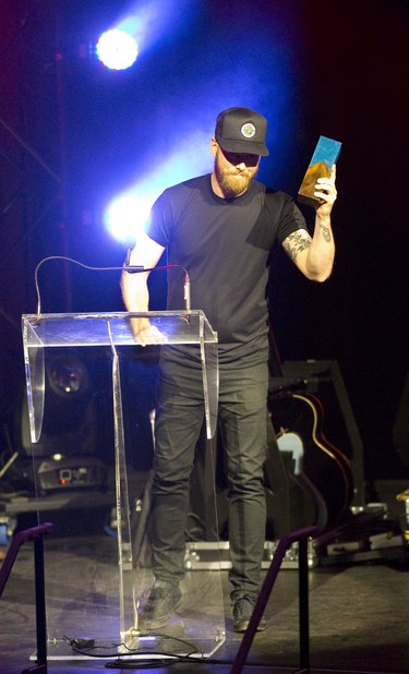Andrew Hyatt won the Rising Star Award at  Country Music Awards Ontario at Centennial Hall in London. (DEREK RUTTAN, The London Free Press)