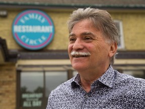 Spiridon Letsos the owner of the Family Circle Restaurant on Wellington Road talks about selling the business for a potential high rise development in its place in London. (MIKE HENSEN, The London Free Press)