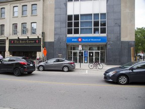 The Bank of Montreal branch at the corner of Wellington Road and Dundas Street was robbed in London, Ont. on Wednesday June 6, 2018. Derek Ruttan/The London Free Press/Postmedia Network