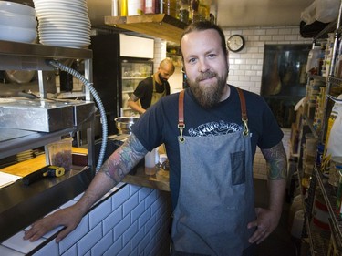 Justin Wolfe says he happily serves vegans, vegetarians and meat lovers alike at his restaurant, The Wolfe of Wortley, in London. But he says his restaurant's online rating was driven down last year over the use of a pig's head. Derek Ruttan/The London Free Press