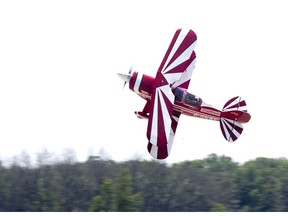 St. Thomas's own Brent Handy flies his Pitts S 2 biplane Sunday during the 2018 Great Lakes International Airshow in St. Thomas. (Derek Ruttan/The London Free Press)