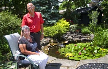 A water feature in the back yard of Linda McLean and Darcy Gegear of Delaware which is part of the Lambeth Garden Tour.  Mike Hensen/The London Free Press/Postmedia Network