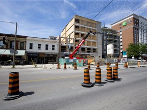 Fifty of the sixty-nine units at this apartment building under construction on Dundas St. will be affordable housing in London. (DEREK RUTTAN, The London Free Press)