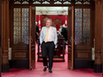 Sen. Peter Harder, Government Representative in the Senate, leaves the Senate Chamber after the vote on Bill C-45, the Cannabis Act in the Senate on Parliament Hill in Ottawa on Tuesday, June 19, 2018.