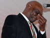 Former Toronto Blue Jays outfielder Lloyd Moseby wipes away tears during his Canadian Baseball Hall of Fame induction speech Saturday in St. Marys. Cory Smith/Postmedia News