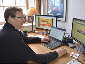 SWIFT executive director Geoff Hogan in his home office in rural Grey County. (Scott Dunn/Postmedia Network)