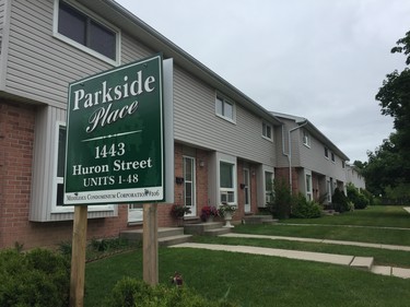 The condo complex where a shooting occurred Tuesday night. (Dale Carruthers/The London Free Press)