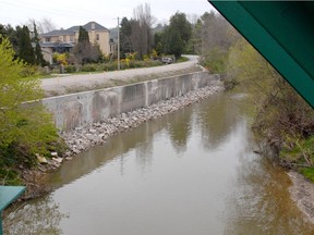 The retaining wall on the north shore of Kettle Creek that borders along Roberts Line north of Port Stanley. (File photo)