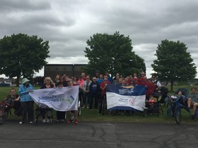 Members of Middlesex County OPP, Strathroy Caradoc Police Services, Community Living and Special Olympic athletes gather before the annual Law Enforcement Torch Run in Strathroy. (SHALU MEHTA, The London Free Press)