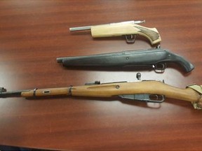 London police seized these weapons from an east-end home. (London police handout)