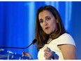 Minister of Foreign Affairs Chrystia Freeland makes the argument for free trade Wednesday in Washington.
