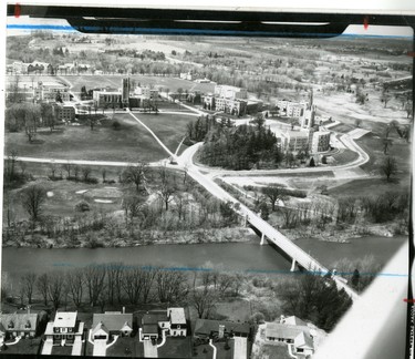 Aerial of Western campus looking west, 1961. (London Free Press files)
