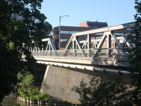 Victoria Bridge, on Ridout Street south of Horton, is rapidly deteriorating and pegged for a $14 million replacement. A report detailing the results of an environmental study heads to the civic works committee next week. (MEGAN STACEY/The London Free Press)