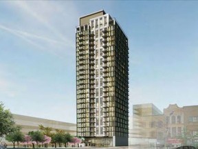 Danforth London Ltd. has filed a site plan application with the city to build a 25-storey highrise with 140 units at 195 Dundas St. The building will be the first of three highrises the company plans to build on the site of the former London Mews.