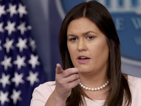 White House press secretary Sarah Huckabee Sanders answers questions during the daily White House briefing July 2, 2018 in Washington, DC. (Photo by Win McNamee/Getty Images)