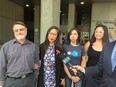 The family of Nathan Deslippe appear outside the London courthouse and react to the life sentence with no chance of parole for 14 years given to William Joles, 28, for second-degree murder. Parents Tim Deslippe and Mona Lam-Deslippe, sister Jessica Deslippe and family friend Kaitlyn Chau are concerned the parole ineligibility term isn't enough to hold Joles to account. (JANE SIMS, The London Free Press)