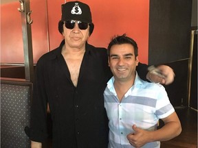 Jose's Bar and Grill owner Donny Pacheco, right, with rock star Gene Simmons at the Leamington establishment on July 26, 2018. (Contributed photo)