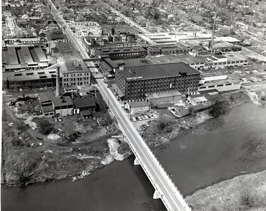 General Steel Wares and Adelaide Street bridge, 1969. (London Free Press files)