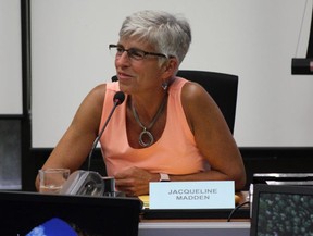 Jacqueline Madden, head of the accessibility advisory committee, chairs a meeting on Thursday, July 26, 2018. (MEGAN STACEY/The London Free Press)