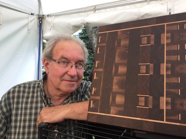 Andy Benko of Stratford is at Home County for the first time selling his end grain cutting boards.  (Joe Belanger, The London Free Press)