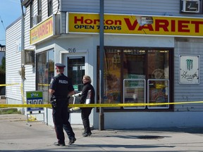 London Police investigate the scene of an assault at the corner of Clarence and Horton Streets in London on Sunday October 22, 2017. (File photo)