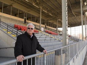 Hugh Mitchell the CEO of the Western Fair District looks out at their well known racetrack on Wednesday, February 28, 2018. (Mike Hensen/The London Free Press)