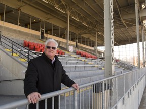 Hugh Mitchell the CEO of the Western Fair District looks out at their well known racetrack on Wednesday February 28, 2018. (Mike Hensen/The London Free Press)