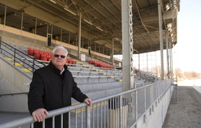 Hugh Mitchell the CEO of the Western Fair District looks out at their well known racetrack on Wednesday February 28, 2018. (Mike Hensen/The London Free Press)