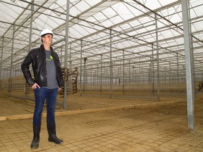 Bruce Dawson-Scully, the CEO of WeedMD stands inside just one part of their massive greenhouse complex located between Strathroy and Mt. Brydges within Perfect Pick Farms. (Mike Hensen/The London Free Press)