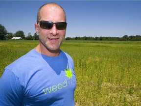 Weed MD chief financial officer Keith Merker stands in a field that could one day be used to grow marijuana outdoors near the company's facility just north of Mt. Brydges, west of London. Mike Hensen/The London Free Press/Postmedia Network