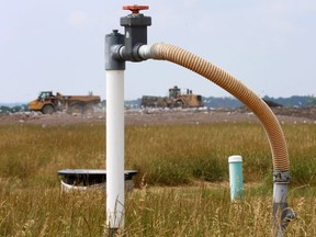 Methane gas wells dot the older sections of the London landfill on Manning Drive. The city had proposed a small energy from waste plant to be built that would generate electricity from the methane gas, but that project and many other green energy contracts has been killed by the Tories. (Mike Hensen/The London Free Press)