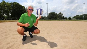 Dave De Kelver, the general manager of the Ontario Summer Games on the site of the new beach volleyball courts at the North London Athletic fields in London, Ont.  (Mike Hensen/The London Free Press)