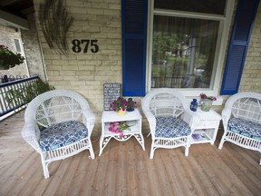 Wendy and Doug Magrath’s front and side porch at 875 Waterloo St. provides a beautiful haven to read, relax, enjoy a snack and converse with passers-by with a sunny or shady spot always available. The London home, built in 1901 for teamster Alexander Henderson is recognized by Architectural Conservancy Ontario. (DEREK RUTTAN, The London Free Press)