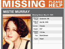 A long-ago poster for Mistie Murray, who at age 16 disappeared from Goderich in 1995.