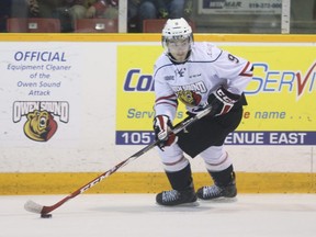 Owen Sound Attack's Ethan Szypula in action. (Postmedia file photo)