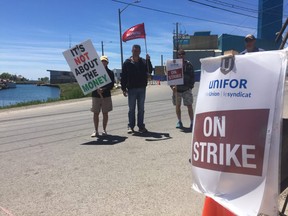 Workers at the Compass salt mine have been walking the picket line for six weeks with no negotiations in sight. (HANK DANISZEWSKI, The London Free Press)