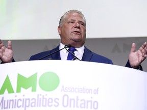 The Canadian Press/Justin TangOntario Premier Doug Ford speaks at the Association of Municipalities of Ontario in Ottawa on Aug. 20.