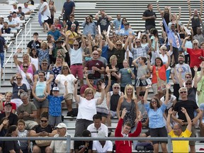 Fans cheer in the stands at TD Stadium during the opening ceremonies of the 2018 Ontario Summer Games in London. (Derek Ruttan/The London Free Press)