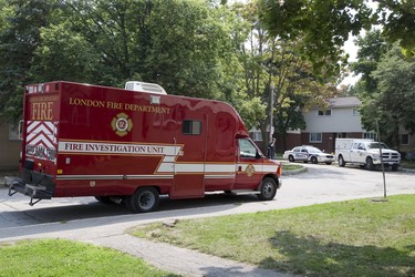 Officials are probing an overnight fire that gutted unit #75 of 1481 Limberlost Rd. in London on Tuesday. Derek Ruttan/The London Free Press/Postmedia Network