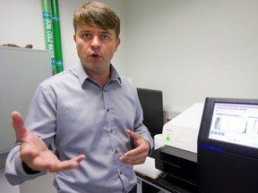 Dr. Bekim Sadikovic of LHSC in Victoria Hospital talks about gene sequencing advances and work they are doing in London. (Mike Hensen/The London Free Press)